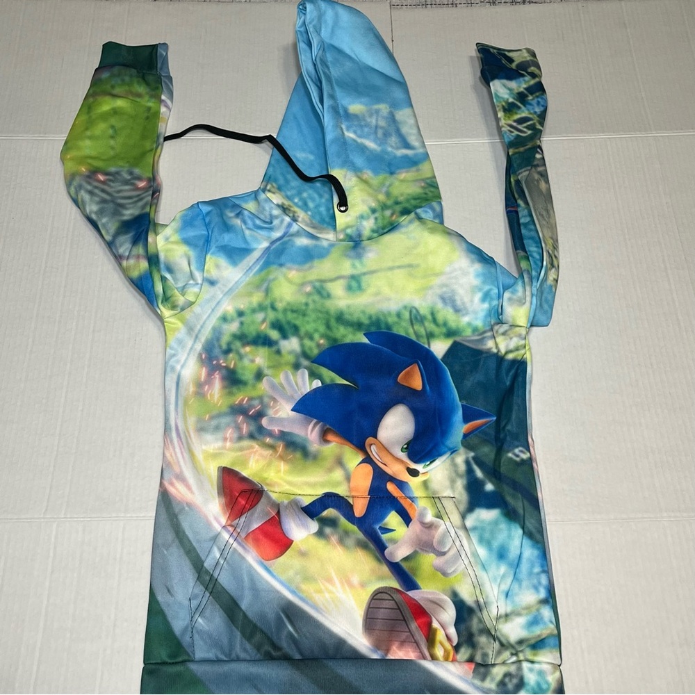 Sonic Hedgehog Sonic Frontiers Hoodie 3D Printed Sweater Sweatshirt Kids Size S